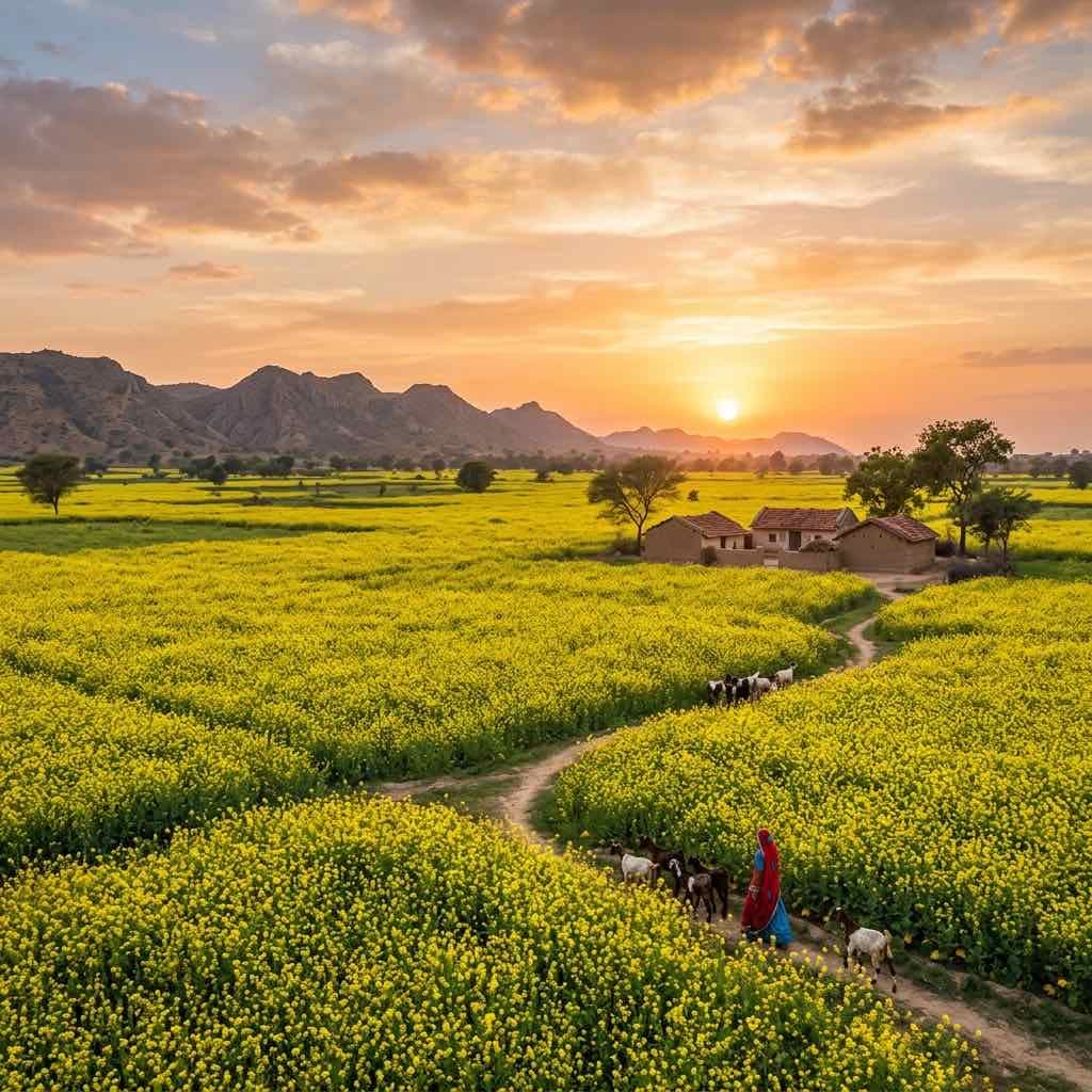राजस्थान में सरसों के खूबसूरत खेत