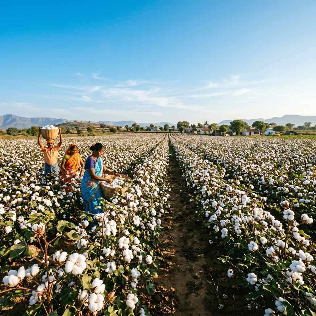 भारत में कपास का विशाल खेत